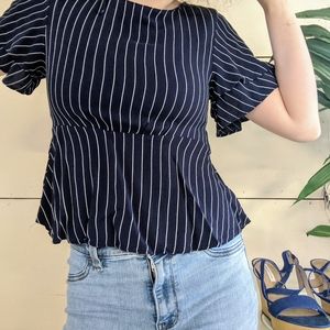 TRF Zara Pinstripe Peplum Blouse